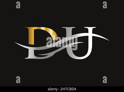 Water Wave DU Logo Vector. Swoosh Letter DU Logo Design for business and company identity Stock Vector