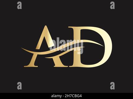 AD A D Letter Logo Design with Swoosh and Black Lines. Modern Creative ...