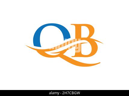 QB Logo design vector. Swoosh letter QB logo design. Initial QB letter linked logo vector template Stock Vector