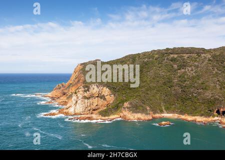 The western head of the iconic Knysna Heads in the Garden Route, Western Cape, South Africa. Stock Photo
