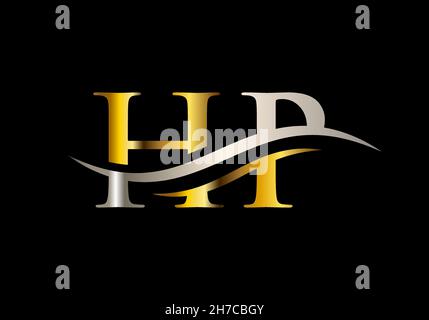 HP H P Letter Logo Design with Swoosh and Black Lines. Modern Creative ...