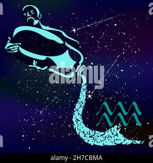 Unique aquarius zodiac design and illustration. zodiac vector silhouette design. printable eps 10 design. Stock Vector