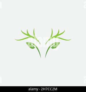 vector design, logo created from head deer with leaf logo concept. Stock Vector