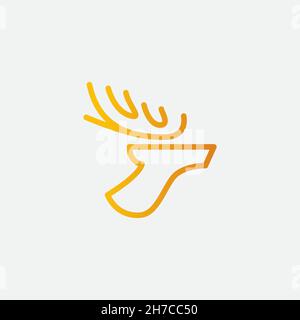 vector design. Logo created from line art antler moose logo shape idea. Stock Vector