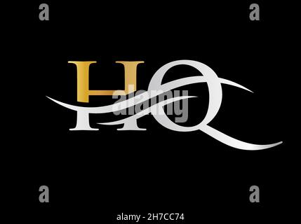 HQ logo design. Initial HQ letter logo vector. Swoosh letter HQ logo design Stock Vector