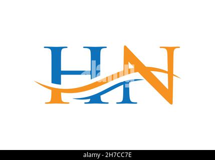 HN Logo design vector. Swoosh letter HN logo design. Initial HN letter linked logo vector template Stock Vector