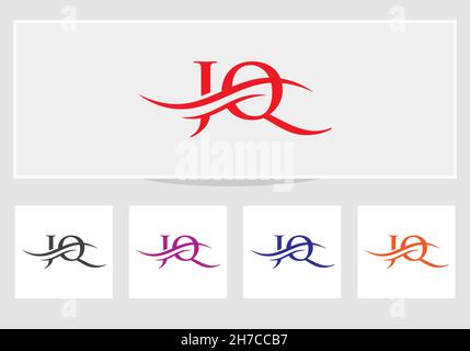 Swoosh Letter JQ Logo Design for business and company identity. Water Wave JQ Logo with modern trendy Stock Vector
