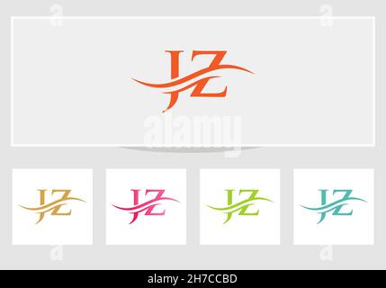 JZ Logo design vector. Swoosh letter JZ logo design. Initial JZ letter linked logo vector template Stock Vector