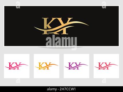 Initial KY letter linked logo vector template. Swoosh letter KY logo design. KY Logo design vector Stock Vector