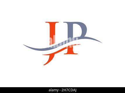 Creative golden letter JP J p logo with leading lines and road concept ...