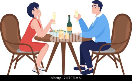 Romantic couple celebrating semi flat color vector characters Stock Vector