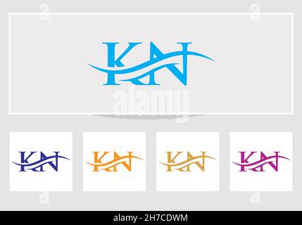 KN logo Design. Premium Letter KN Logo Design with water wave concept Stock Vector