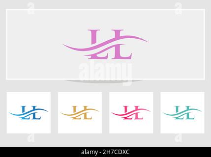 Initial LL letter linked logo vector template. Swoosh letter LL logo design. LL Logo design vector Stock Vector