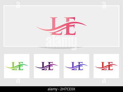 LE Letter Linked Logo for business and company identity. Initial Letter LE Logo Vector Template Stock Vector