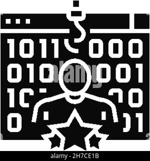 whale phishing attacks glyph icon vector illustration Stock Vector