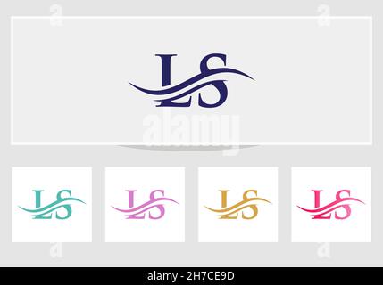 LS L S Letter Logo Design with Swoosh and Black Brush Stroke. Modern ...