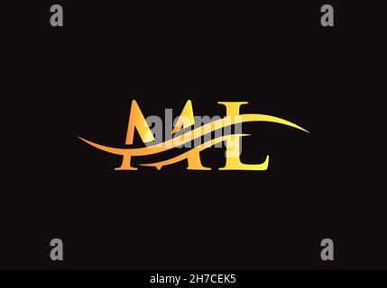 Initial ML letter linked logo vector template. Swoosh letter ML logo design. ML Logo design vector Stock Vector