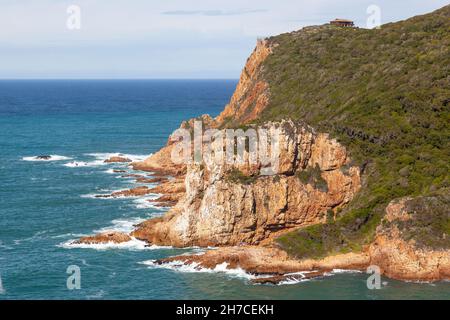 The western head of the iconic Knysna Heads in South Africa's Garden Route. Stock Photo