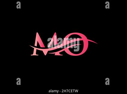 Swoosh Letter MO Logo Design for business and company identity. Water Wave MO Logo with modern trendy Stock Vector