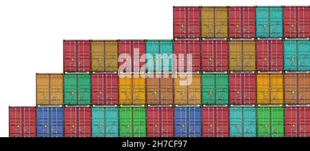 Patten of shipping transport containers over white Stock Photo