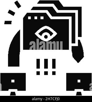 man in middle attacks glyph icon vector illustration Stock Vector