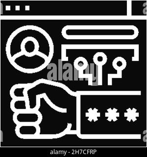 brute-force and dictionary 8 network attacks glyph icon vector illustration Stock Vector