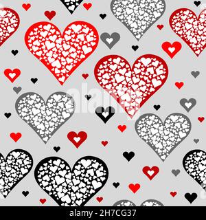 Simple stylized heart seamless background Stock Vector