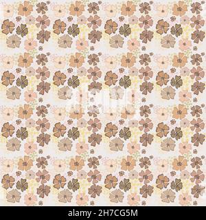 Abstract seamless beige gentle pattern with flowers Stock Vector