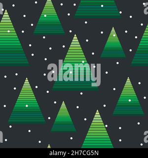 Christmas wrapping paper with Christmas tree and snowflakes Stock Vector