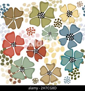 Colored floral background seamless pattern Stock Vector