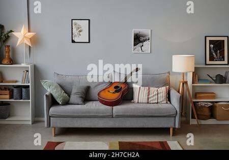 Premium Photo  Background image of cozy teenage bedroom interior with a  lot of accessories and ukulele on comfortable bed, copy space
