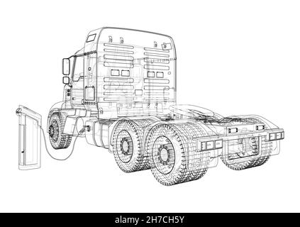 Electric Truck Charging Station Sketch Stock Photo