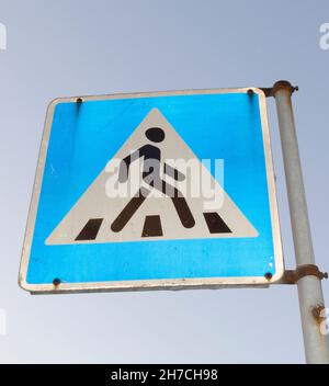 Russian crosswalk sign, showing pedestrians the place to cross the road Stock Photo