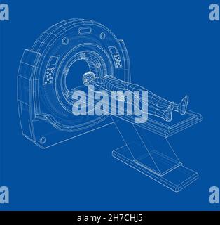 MRI machine scanning patient inside Stock Photo