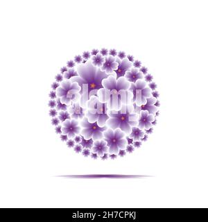 Violet simple flower bouquet isolated on the white background. Vector illustration Stock Vector