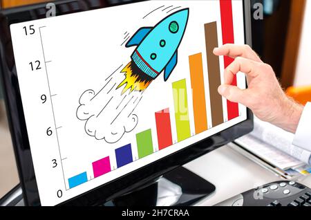 Business success concept shown on a computer screen Stock Photo