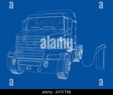 Electric Truck Charging Station Sketch Stock Photo