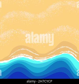 Summer vector landscape with waves and sand. Colored sea background. Stock Vector