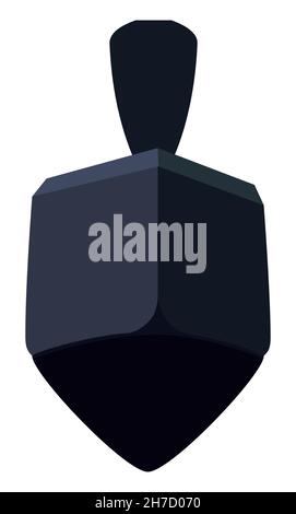 Dark spinning top or teetotum with its faces in blank, isolated over white background. Stock Vector