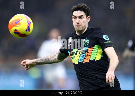 Alessandro Bastoni of Fc Internazionale  in action during the Serie A match between Fc Internazionale and Ssc Napoli. Stock Photo