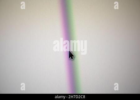 Mouse cursor on LCD RGB matrix of display, macro shot Stock Photo
