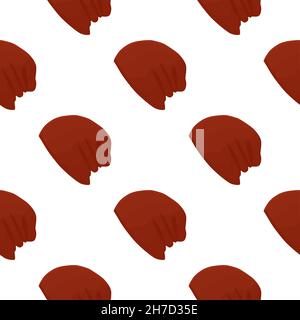 Colored pattern winter hats beanie, beautiful caps in white background. Caps pattern consisting of collection winter hats beanie for wearing. Pattern Stock Vector