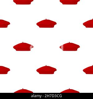 Illustration on theme colored pattern hats beret, beautiful caps in white background. Caps pattern consisting of collection hats beret for wearing. Pa Stock Vector