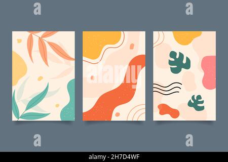 Abstract backgrounds collection. Hand drawn various shapes and doodle objects. Vector Illustration Stock Vector