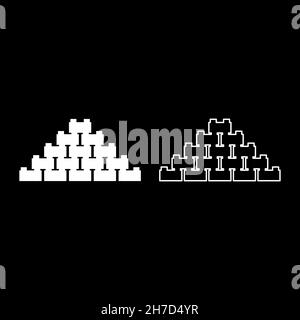 Pyramid of bricks icon white color vector illustration flat style simple image set Stock Vector