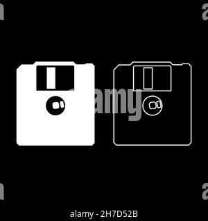 Diskette floppy disk storage concept set icon grey black color vector ...