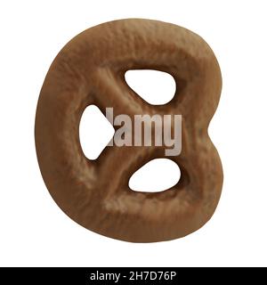 Christmas Gingerbread Pretzel with chocolate isolated against white background Stock Photo