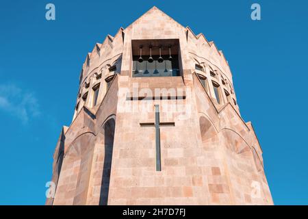 18 May 2021, Vagharshapat, Armenia: unusual architecture of the Church of Holy Archangels located in the Catholic Christian complex of Etchmiadzin in Stock Photo