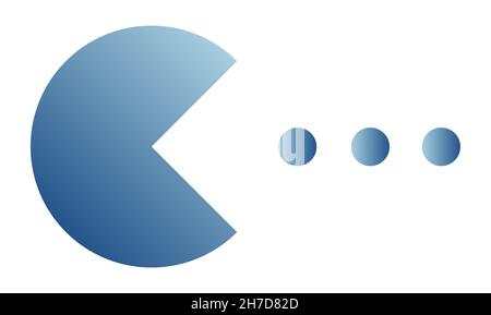 Blue silhouette illustration of a retro arcade game, thematic illustrations Stock Photo