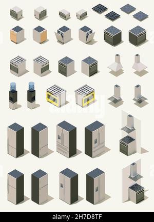 Vector isometric electric cooktop. Set of items to create a scene Stock ...